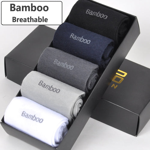 Brand New Men Bamboo Fiber Socks High Quality Casual Breatheable Anti-Bacterial Man Long Sock 5pairs / lot