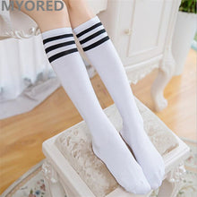 Load image into Gallery viewer, MYORED candy colored stripes cotton sexy womens long socks style party street dancing knee sock