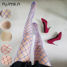 Load image into Gallery viewer, blue red SEXY women high waist fishnet stocking fishnet club tights panty knitting net pantyhose trouser mesh lingerie TT016