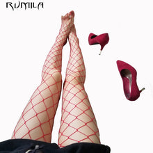 Load image into Gallery viewer, blue red SEXY women high waist fishnet stocking fishnet club tights panty knitting net pantyhose trouser mesh lingerie TT016