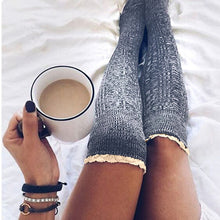Load image into Gallery viewer, Fashion Ladies Knee High Lace Socks Women Over Knee Socks Thigh High Thick Lovely Girl Knitting Long Stockings