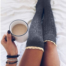 Load image into Gallery viewer, Fashion Ladies Knee High Lace Socks Women Over Knee Socks Thigh High Thick Lovely Girl Knitting Long Stockings