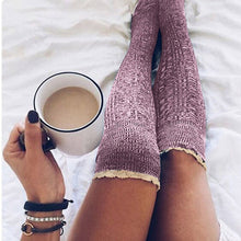 Load image into Gallery viewer, Fashion Ladies Knee High Lace Socks Women Over Knee Socks Thigh High Thick Lovely Girl Knitting Long Stockings