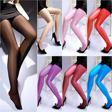 Load image into Gallery viewer, Sexy Women High Waist Oil Shine Tights Glossy Open Crotch Pantyhose Tights Women Tights Black Red Pink purple Blue Skin Color