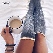 Load image into Gallery viewer, Fashion Ladies Knee High Lace Socks Women Over Knee Socks Thigh High Thick Lovely Girl Knitting Long Stockings