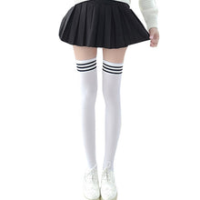 Load image into Gallery viewer, New Women Over The Knee Stockings Hot White Black Stripe Long Cotton Stockings For girl Knee High Thigh Knitted Stockings