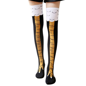 High Quality Creative Chicken Women Over the Knee Socks Cartoon Cotton Chicken Claw Ladies 3D Print Funny Animal High Socks