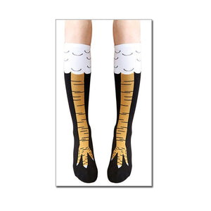 High Quality Creative Chicken Women Over the Knee Socks Cartoon Cotton Chicken Claw Ladies 3D Print Funny Animal High Socks