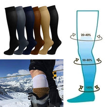 Load image into Gallery viewer, Hot Unisex Compression Stockings Pressure Nylon Varicose Vein Stocking knee high Leg Support Stretch Pressure Circulation Stock