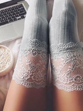 Load image into Gallery viewer, New Fashion 3 Colors Striped Thigh High Stockings Women Lace Sexy Cotton Stocking Autumn spring  Knee Socks Over The Knee