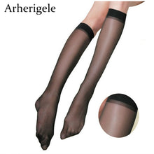 Load image into Gallery viewer, Arherigele 10pcs 5pair Fashion Women's Nylon Socks Ultrathin Sexy Stockings Solid Transparent Over Knee Socks Crystal Silk Sock