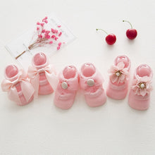 Load image into Gallery viewer, 3 Pairs/Lot Lace Flower Newborn Baby Socks Cotton Anti-Slip Kids Floor Socks Bow Baby Girl Socks Spring Summer Girls Gift sokken