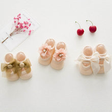 Load image into Gallery viewer, 3 Pairs/Lot Lace Flower Newborn Baby Socks Cotton Anti-Slip Kids Floor Socks Bow Baby Girl Socks Spring Summer Girls Gift sokken