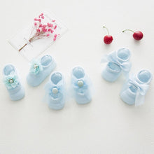 Load image into Gallery viewer, 3 Pairs/Lot Lace Flower Newborn Baby Socks Cotton Anti-Slip Kids Floor Socks Bow Baby Girl Socks Spring Summer Girls Gift sokken