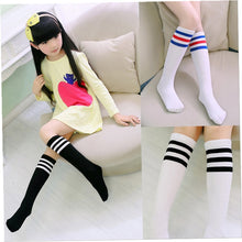 Load image into Gallery viewer, Kids Knee High Socks Girls Boys Football Stripes Cotton Sports School White Socks Skate Children Baby Long Tube Leg Warm