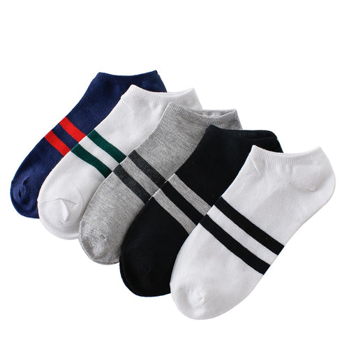 10pcs=5pairs Men's Socks Cotton Stripe Boat Socks All Seasons Spring Autumn Male Casual Harajuku Breathable Men Ankle Sock Meias