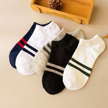Load image into Gallery viewer, 10pcs=5pairs Men&#39;s Socks Cotton Stripe Boat Socks All Seasons Spring Autumn Male Casual Harajuku Breathable Men Ankle Sock Meias