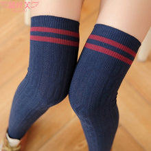 Load image into Gallery viewer, NIBESSER Sexy Fashion Striped Knee Socks Women Warm Long Stocking Cotton Thigh For Ladies High Over The Knee Stockings 2019