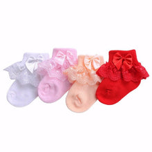 Load image into Gallery viewer, Bow Lace Baby Socks Newborn Cotton Baby Girls Sock Cute Toddler Socks Princess Style Baby Accessories