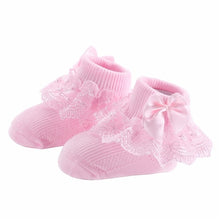 Load image into Gallery viewer, Bow Lace Baby Socks Newborn Cotton Baby Girls Sock Cute Toddler Socks Princess Style Baby Accessories