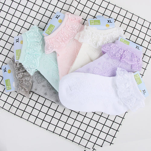 New Spring Summer Candy Colors Retro Lace Ruffle Frilly Ankle Short Socks Kids Princess Baby Girl Socks Retail one pairs for Kid