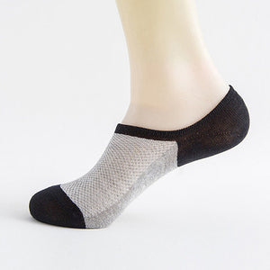 5 Pairs New Fashion Bamboo Fibre Non-slip Silicone Invisible Boat Compression Socks Male Ankle Sock Men Meias Cotton Socks Hot