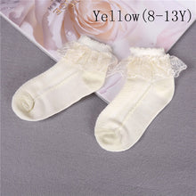 Load image into Gallery viewer, Breathable Cotton Lace Ruffle Princess Mesh Socks Children's Ankle Short Sock White Pink Yellow Baby Girls Kids Toddler
