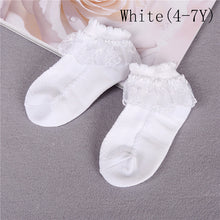 Load image into Gallery viewer, Breathable Cotton Lace Ruffle Princess Mesh Socks Children's Ankle Short Sock White Pink Yellow Baby Girls Kids Toddler