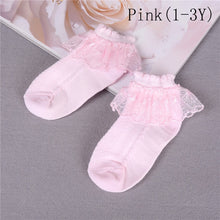 Load image into Gallery viewer, Breathable Cotton Lace Ruffle Princess Mesh Socks Children's Ankle Short Sock White Pink Yellow Baby Girls Kids Toddler