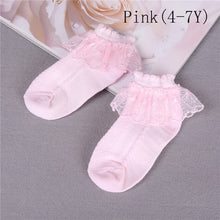 Load image into Gallery viewer, Breathable Cotton Lace Ruffle Princess Mesh Socks Children's Ankle Short Sock White Pink Yellow Baby Girls Kids Toddler