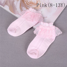 Load image into Gallery viewer, Breathable Cotton Lace Ruffle Princess Mesh Socks Children's Ankle Short Sock White Pink Yellow Baby Girls Kids Toddler
