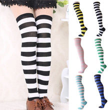 Load image into Gallery viewer, Women Striped Thigh High Stockings Over Knee Socks Warm Long Socks Compression Stocking Christmas Socks medias Winter Autumn