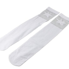 Load image into Gallery viewer, White school girls socks cotton knee high long socks cartoon star/heart/stripe design princess socks kniekousen meisje