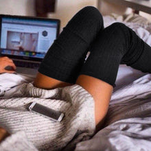 Load image into Gallery viewer, 1pair thigh high socks Knitted Knee warm socks Long Cotton for Ladies sexy warm stocks Over black gray female medias de mujer