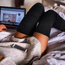 Load image into Gallery viewer, 1pair thigh high socks Knitted Knee warm socks Long Cotton for Ladies sexy warm stocks Over black gray female medias de mujer