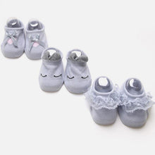 Load image into Gallery viewer, 3 Pairs/Lot Lace Flower Newborn Baby Socks Cotton Anti-Slip Kids Floor Socks Bow Baby Girl Socks Spring Summer Girls Gift sokken