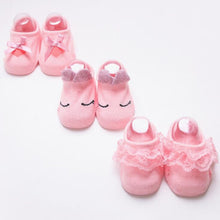 Load image into Gallery viewer, 3 Pairs/Lot Lace Flower Newborn Baby Socks Cotton Anti-Slip Kids Floor Socks Bow Baby Girl Socks Spring Summer Girls Gift sokken