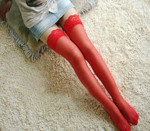 Load image into Gallery viewer, Thigh High Stocking Women Summer Silica Over knee Socks Sexy girl Female Hosiery Nylon Lace Style Stay Up Stockings Plus Size