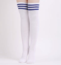 Load image into Gallery viewer, 1 Pair Cutton Stripe Stockings Girls korean japanese kawaii lolita Socks Casual Thigh High Knee Socks Womens Long Socks