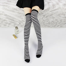Load image into Gallery viewer, 1 Pair Cutton Stripe Stockings Girls korean japanese kawaii lolita Socks Casual Thigh High Knee Socks Womens Long Socks