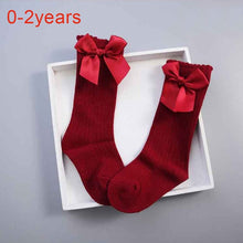 Load image into Gallery viewer, Newborn baby girls socks Summer Spring Mesh socks kids bow knee high long tube sock sokken princess infant baby socks calcetines