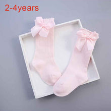 Load image into Gallery viewer, Newborn baby girls socks Summer Spring Mesh socks kids bow knee high long tube sock sokken princess infant baby socks calcetines