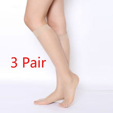 Load image into Gallery viewer, Skritts 1pair/3Pairs Summer Lady Solid Nylon Stockings Fashion Woman Transparent Stockings for Summer Knee Highs Socks Hosiery
