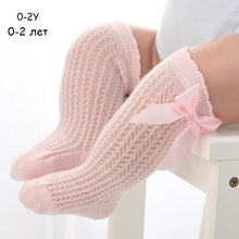 Load image into Gallery viewer, Newborn baby girls socks Summer Spring Mesh socks kids bow knee high long tube sock sokken princess infant baby socks calcetines