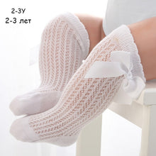 Load image into Gallery viewer, Newborn baby girls socks Summer Spring Mesh socks kids bow knee high long tube sock sokken princess infant baby socks calcetines