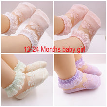 Load image into Gallery viewer, 3 Pairs/Lot Lace Flower Newborn Baby Socks Cotton Anti-Slip Kids Floor Socks Bow Baby Girl Socks Spring Summer Girls Gift sokken