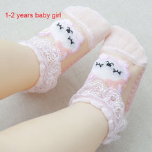 Load image into Gallery viewer, Cute Lace Flower Mesh Summer Newborn Baby Socks Cotton Baby Girl Socks Angel Wings Anti Slip Socks Calcetines Recien Nacido