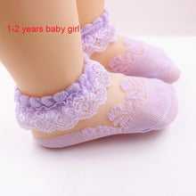Load image into Gallery viewer, Cute Lace Flower Mesh Summer Newborn Baby Socks Cotton Baby Girl Socks Angel Wings Anti Slip Socks Calcetines Recien Nacido