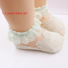 Load image into Gallery viewer, Cute Lace Flower Mesh Summer Newborn Baby Socks Cotton Baby Girl Socks Angel Wings Anti Slip Socks Calcetines Recien Nacido