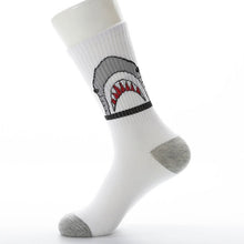 Load image into Gallery viewer, Fashion Shark Hip Hop Socks Men Long Cartoon Socks Hiphop Street Sport Skateboard black white Crew Socks